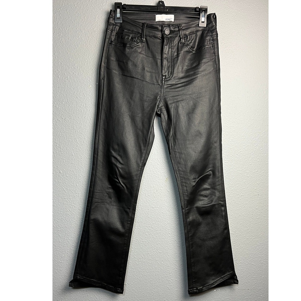 Vervet Los Angeles Black Coated PU Vegan Leather Goth Straight Leg Pants Size 27